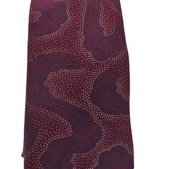 Bugatti Mens Silk Tie Abstract Print USA Burgundy Business Dress Formal - Picture 4 of 6